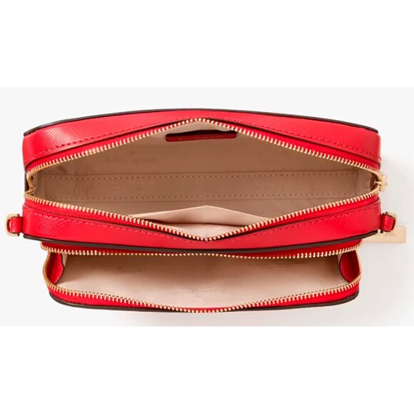 S Kate Spade Stacie Dual Zip Crossbody Bag Ruby Red Leather Purse KG036 NWT $259 - Picture 5 of 10